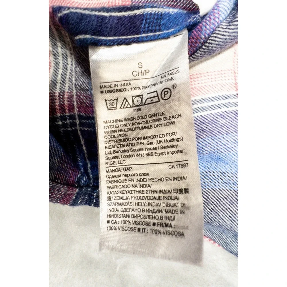Gap + Pendleton Shirt Womens Small Blue Pink Plaid Flannel Button Up Top